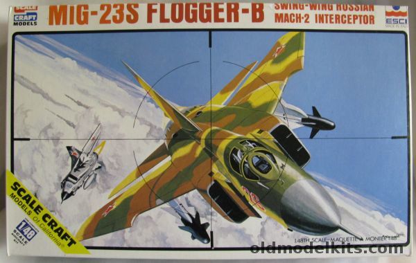ESCI 1/48 Mikoyan Gurevich Mig-23 S Flogger B - 16th Frontal Aviation Command in East Germany or Kubinka Air Base Moscow Test Aircraft, SC-4022 plastic model kit